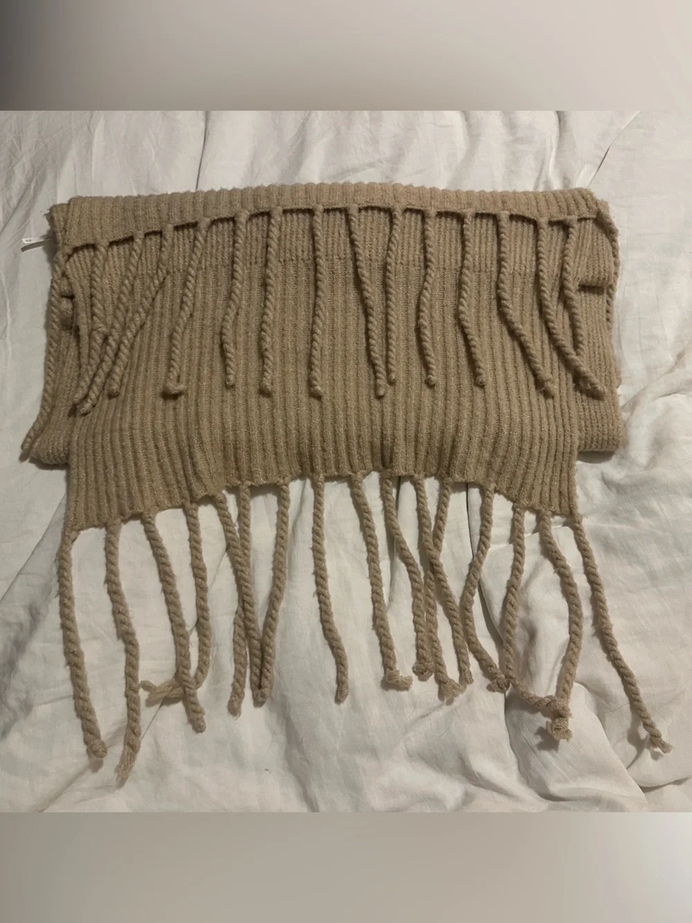 Free People Jaden Ribbed Knit Fringe Blanket Scarf